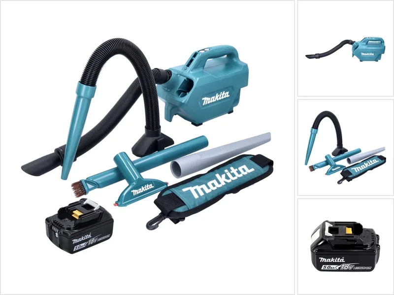 DCL 184 T1 accustofzuiger 18 V 54 mbar 0,5 l + 1x accu 5,0 Ah - zonder oplader de Makita, Vert – image du produit
