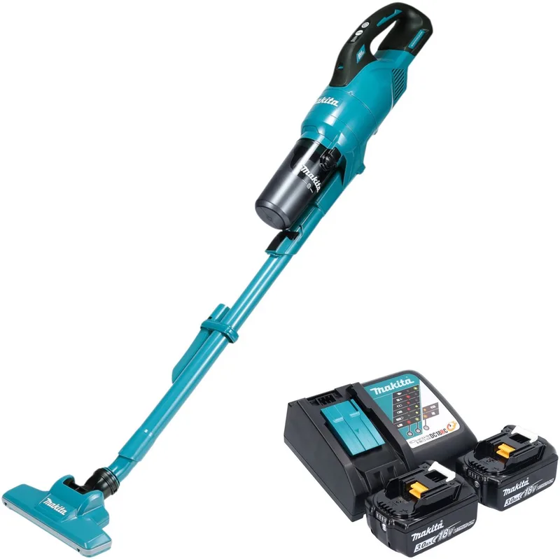 DCL 286 FRF2 accustofzuiger 18 V 0,25 l borstelloos + 2x accu 3,0 Ah + oplader de Makita, Vert – image du produit