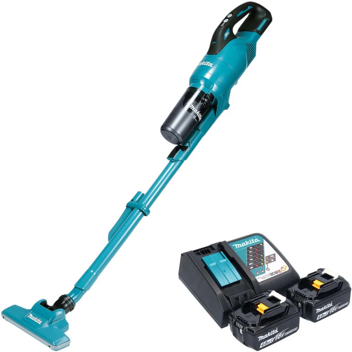 DCL 286 FRM2 accustofzuiger 18 V 0,25 l borstelloos + 2x accu 4,0 Ah + oplader de Makita, Vert – image du produit