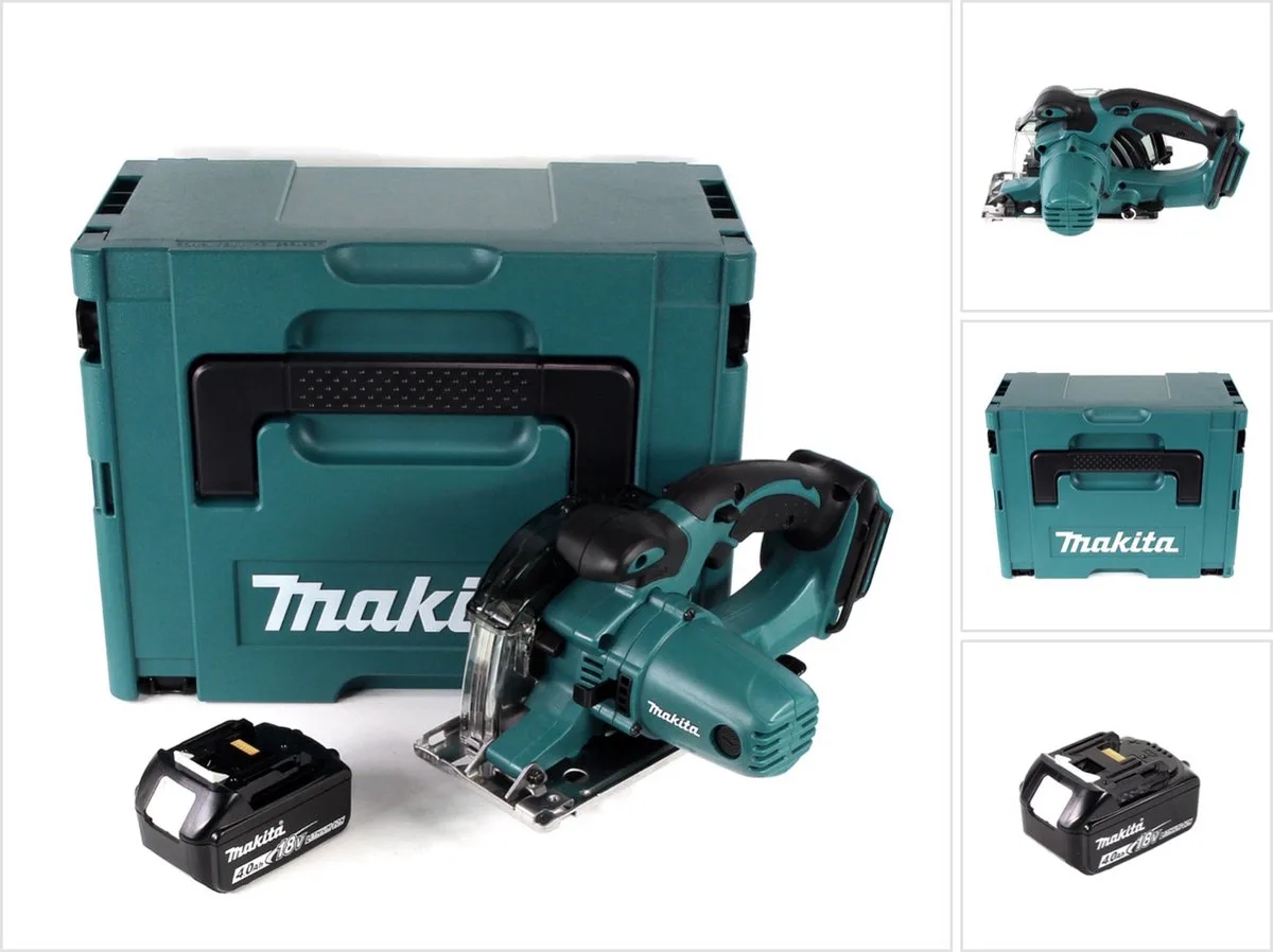 DCS 552 M1J 18 V accu-metaalhandcirkelzaag 136 mm in Makpac + 1x 4,0 Ah accu + zaagblad en veiligheidsbril - zonder oplader de Makita – image du produit