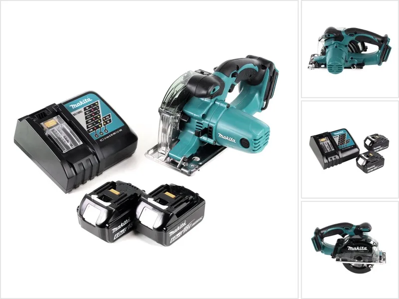 DCS 552 RG 18 V accu metalen handcirkelzaag 136 mm + 2x 6,0 Ah accu en lader + zaagblad en veiligheidsbril von Makita – Produktbild