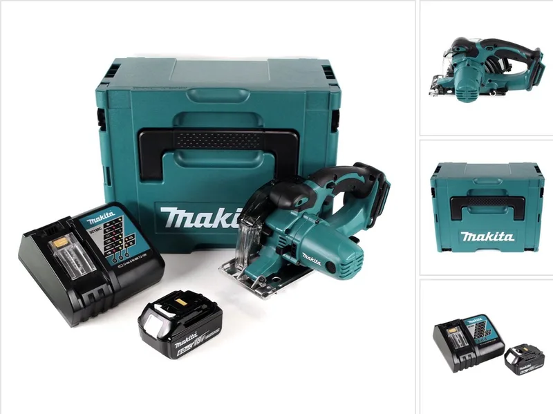 DCS 552 RG1J 18 V accu metalen handcirkelzaag 136 mm in Makpac + 1x 6,0 Ah accu en lader + zaagblad en veiligheidsbril von Makita – Produktbild