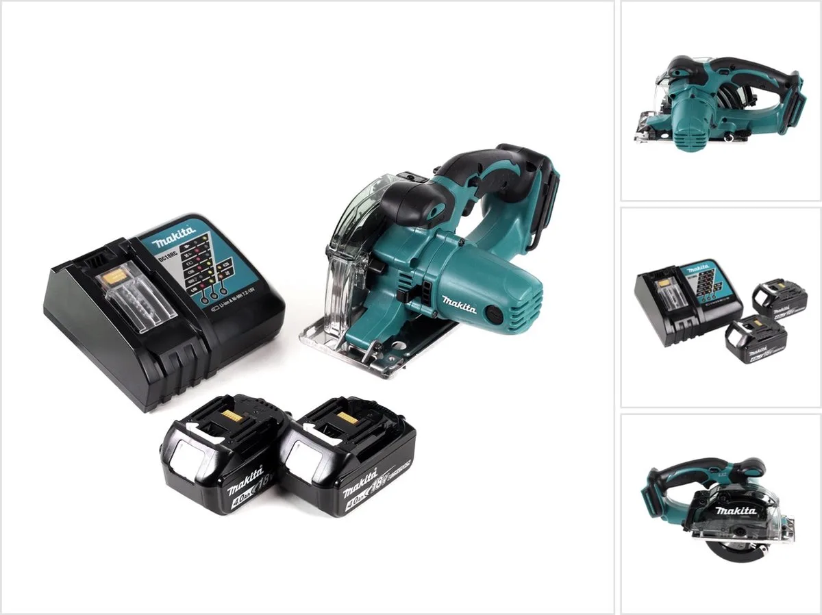DCS 552 RM 18 V accu metalen handcirkelzaag 136 mm + 2x 4,0 Ah accu en oplader + zaagblad en veiligheidsbril de Makita – image du produit