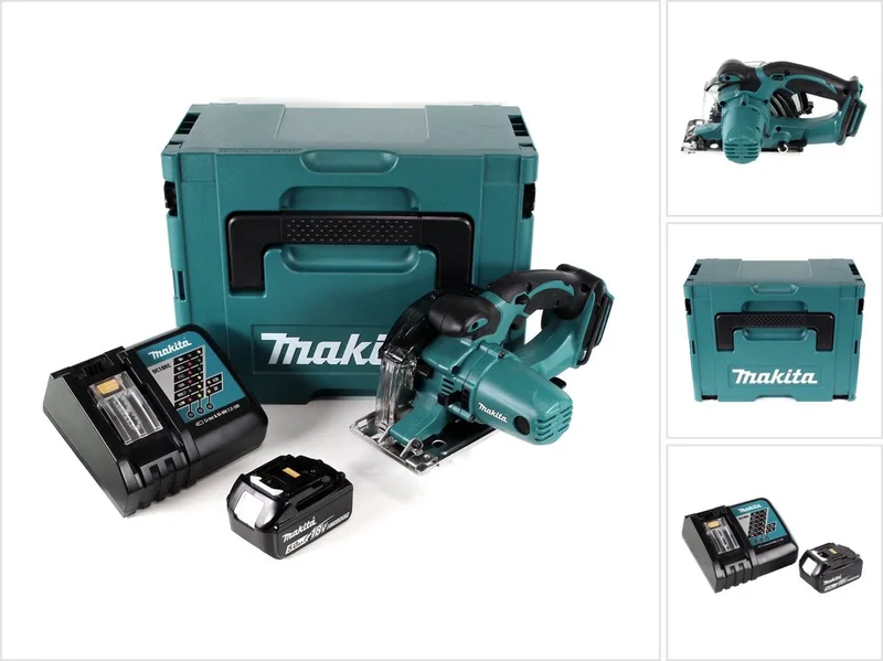 DCS 552 RT1J 18 V accu metalen handcirkelzaag 136 mm in Makpac + 1x 5,0 Ah accu en lader + zaagblad en veiligheidsbril de Makita – image du produit