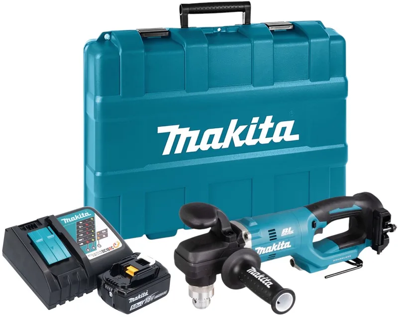 DDA 450 RT1K accu haakse boormachine 18 V 70 Nm borstelloos + 1x accu 5.0 Ah + lader + koffer fra Makita – produktbillede