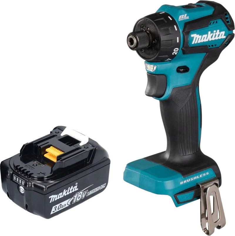 DDF 083 F1 accuboormachine 18 V 40 Nm 1/4'' borstelloos + 1x oplaadbare accu 3.0 Ah - zonder oplader von Makita – Produktbild