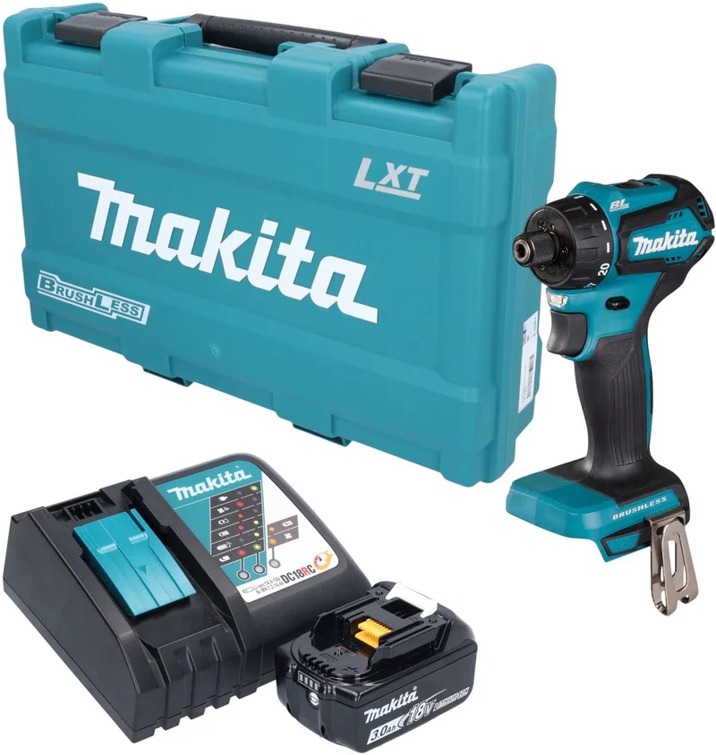DDF 083 RF1K accuboormachine 18 V 40 Nm 1/4" borstelloos + 1x accu 3,0 Ah + oplader + koffer de Makita – image du produit