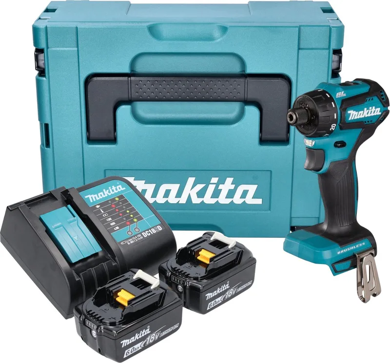 DDF 083 SGJ accuboormachine 18 V 40 Nm 1/4'' borstelloos + 2x oplaadbare accu 6.0 Ah + lader + Makpac von Makita – Produktbild