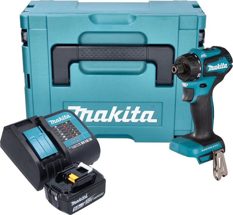 DDF 083 ST1J accuboormachine 18 V 40 Nm 1/4'' borstelloos + 1x oplaadbare accu 5.0 Ah + lader + Makpac von Makita – Produktbild