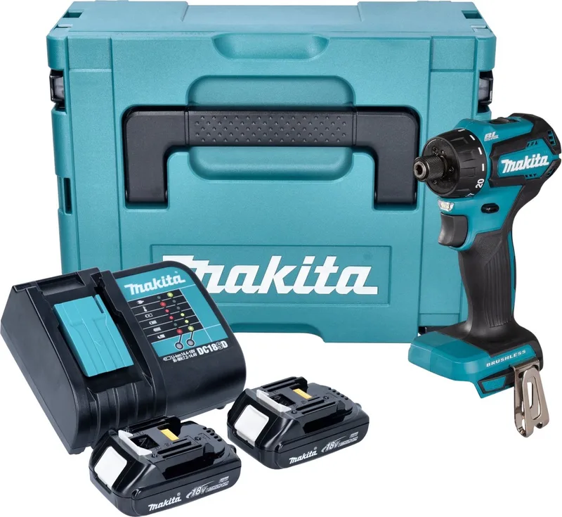 DDF 083 SYJ accuboormachine 18 V 40 Nm 1/4'' borstelloos + 2x accu 1,5 Ah + lader + Makpac von Makita – Produktbild