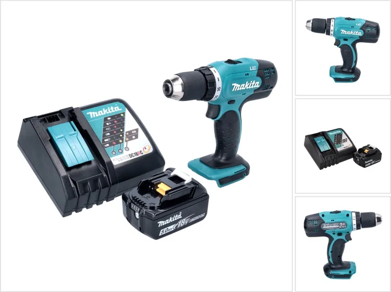 DDF 453 RT1 accuboormachine 18 V 42 Nm + 1x oplaadbare accu 5.0 Ah + lader von Makita – Produktbild
