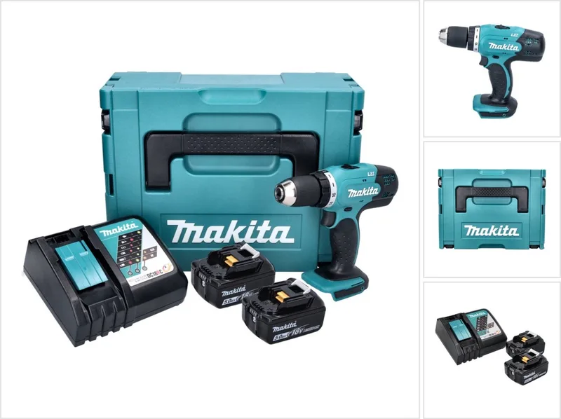 DDF 453 RTJ accuboormachine 18 V 42 Nm + 2x accu 5.0 Ah + lader + Makpac von Makita – Produktbild