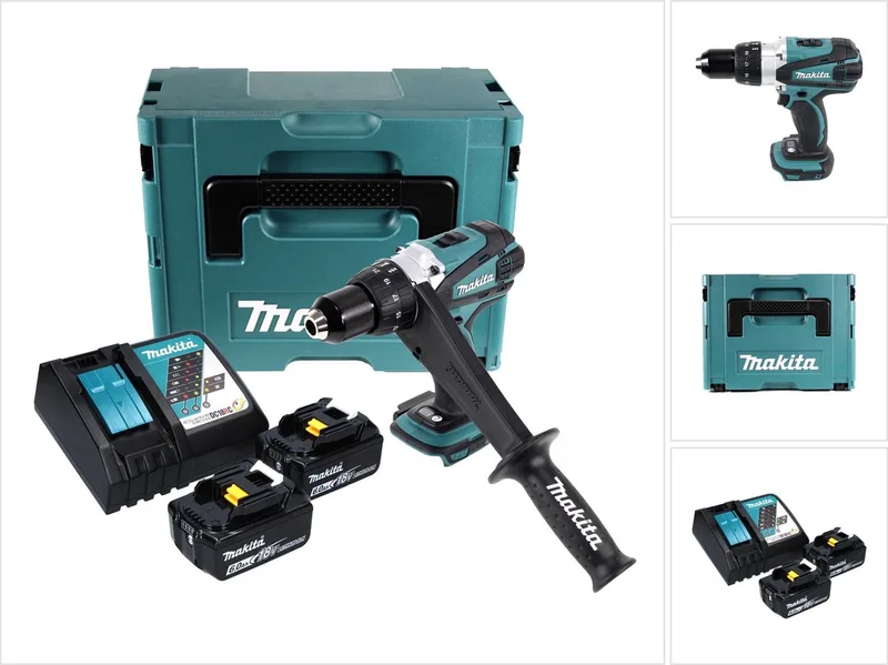 DDF 458 RGJ accuboormachine 18 V 91 Nm + 2x accu 6.0 Ah + lader + Makpac von Makita – Produktbild