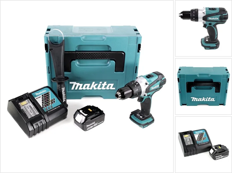 DDF 458 RT1J 18V accuboormachine 91 Nm in Makpac met 1x BL 1850 B 5.0 Ah accu en DC18RC lader fra Makita – produktbillede