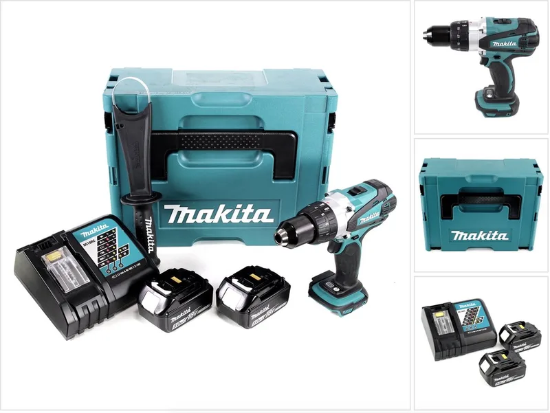 DDF 458 RTJ 18V accuboormachine 91 Nm in Makpac met 2x BL1850 B 5.0 Ah accu en DC18RC lader de Makita – image du produit