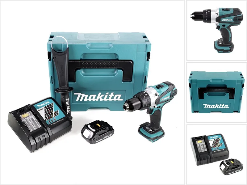 DDF 458 Y1J-D 18V accuboormachine 91 Nm in Makpac met 1x BL1815N 1,5 Ah accu en DC18RC lader von Makita – Produktbild