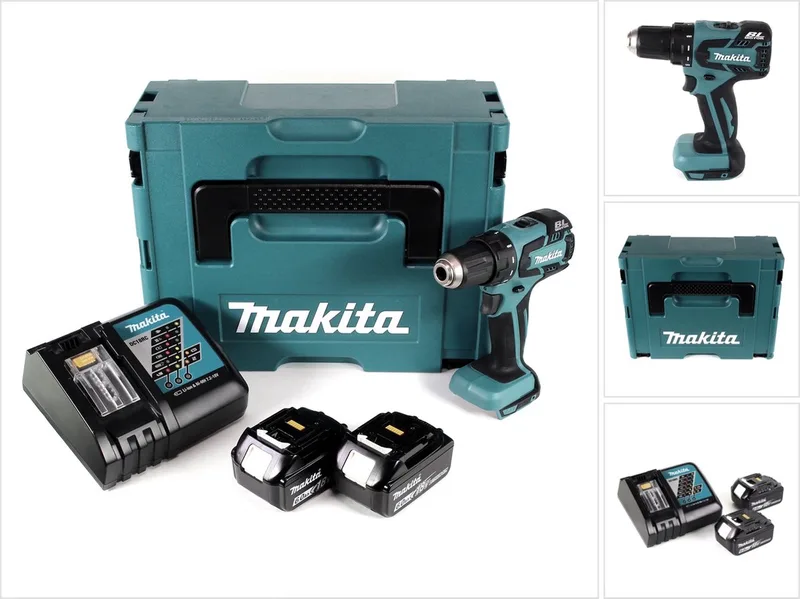 DDF 459 RGJ accuboormachine 18 V 45 Nm in Makpac + 2x 6,0 Ah accu + oplader fra Makita – produktbillede