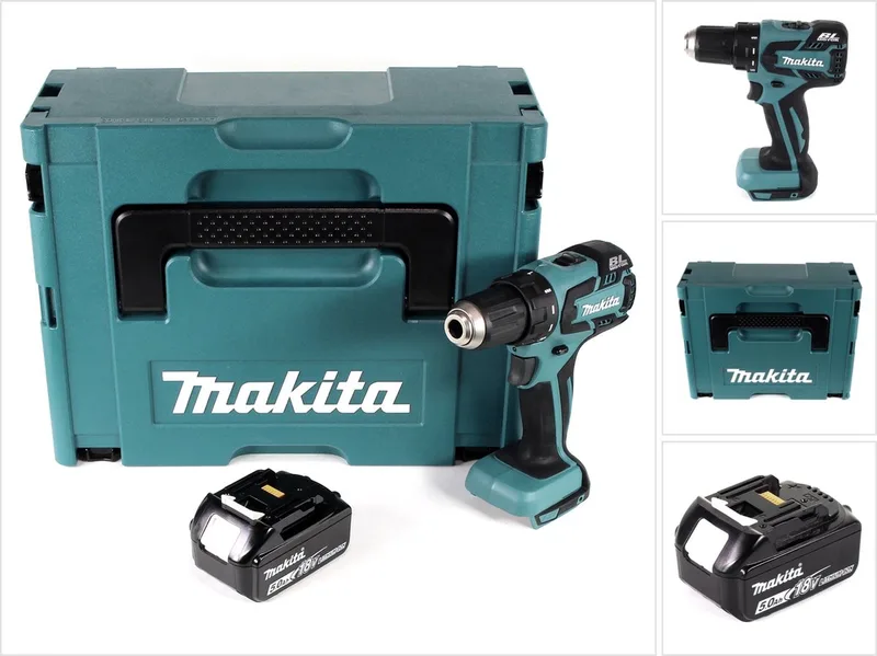 DDF 459 T1J accuboormachine 18 V 45 Nm in Makpac + 1x 5,0 Ah accu - zonder oplader de Makita – image du produit