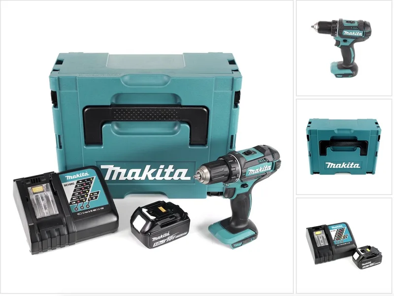 DDF 482 RT1J accuboormachine 18V 62Nm + 1x accu 5,0Ah + lader in Makpac 2 fra Makita – produktbillede