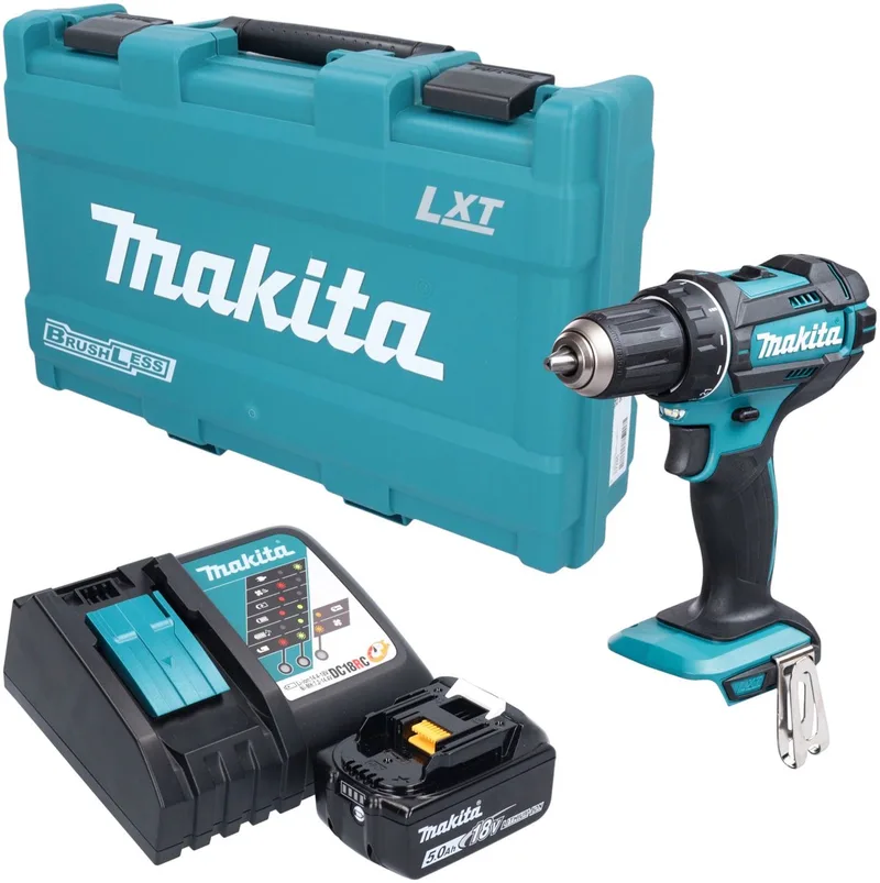 DDF 482 RT1K accuboormachine 18 V 62 Nm + 1x accu 5,0 Ah + oplader + koffer de Makita – image du produit