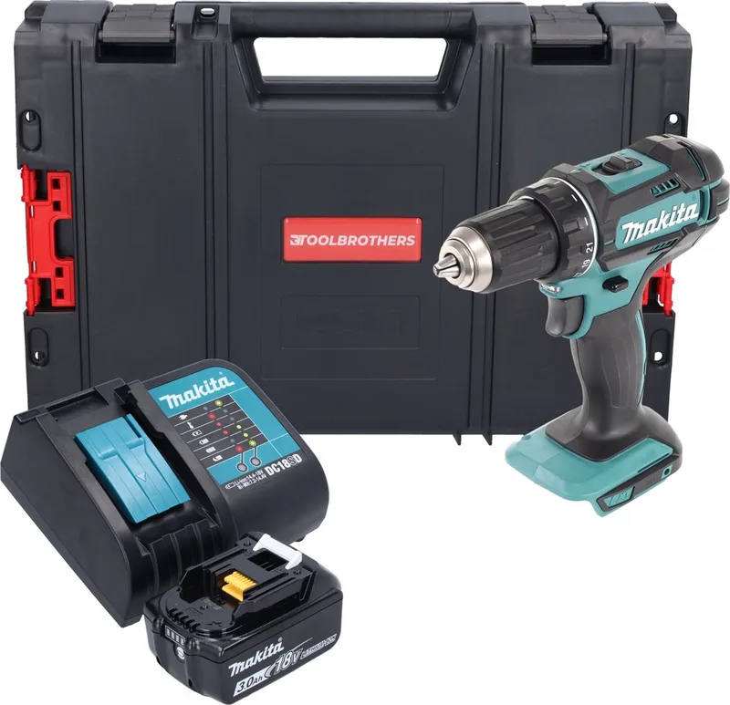 DDF 482 SF1J-R accuboormachine 18V 62Nm + 1x oplaadbare accu 3.0 Ah + lader + RHINO von Makita – Produktbild