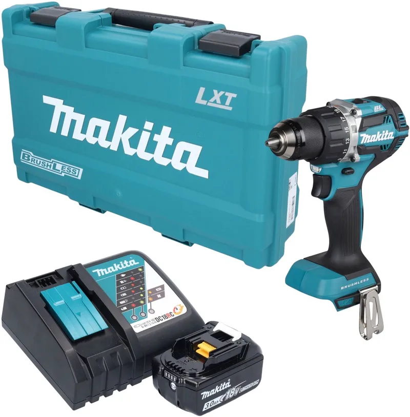 DDF 484 RF1K accuboormachine 18 V 54 Nm borstelloos + 1x accu 3,0 Ah + oplader + koffer de Makita – image du produit