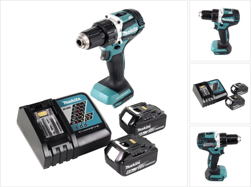 DDF 484 RG Accuboormachine Brushless 18 V 54 Nm + 2x accu 6.0 Ah + lader de Makita – image du produit