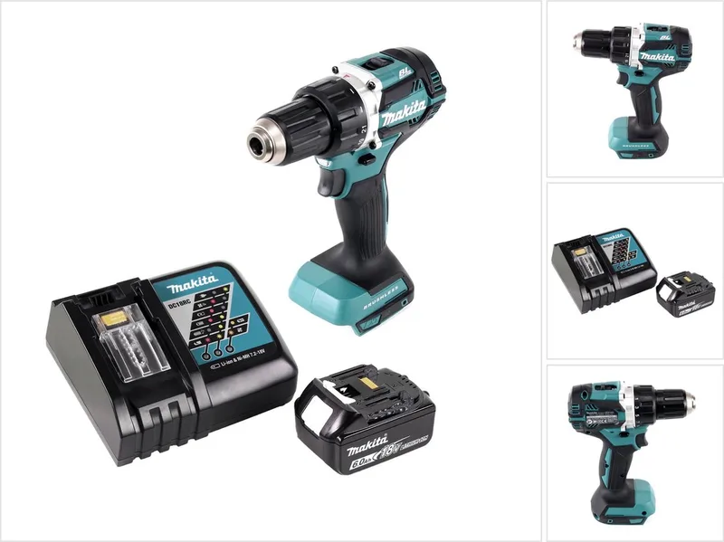 DDF 484 RG1 Accuboormachine Brushless 18 V 54 Nm + 1x oplaadbare accu 6.0 Ah + lader de Makita – image du produit
