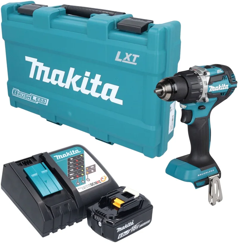 DDF 484 RG1K accuboormachine 18 V 54 Nm borstelloos + 1x accu 6,0 Ah + oplader + koffer von Makita – Produktbild