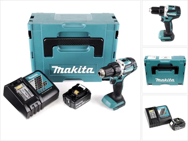 DDF 484 RT1J Accuboormachine borstelloos 18V 54Nm + 1x accu 5,0Ah + lader in Makpac fra Makita – produktbillede