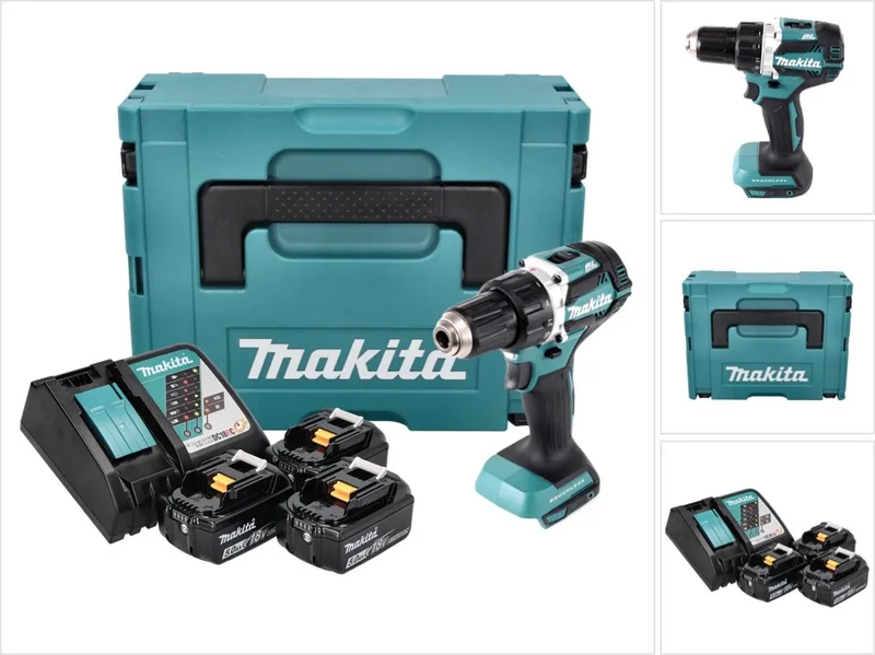 DDF 484 RT3J accuboormachine 18 V 54 Nm borstelloos + 3x accu 5.0 Ah + lader + Makpac van Makita – productafbeelding