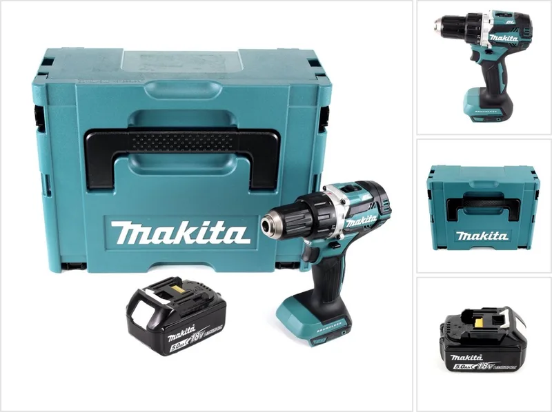 DDF 484 T1J accuboormachine 18 V 54 Nm borstelloos + 1x oplaadbare accu 5.0 Ah + Makpac - zonder oplader von Makita – Produktbild