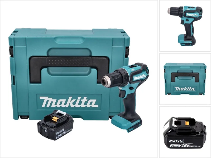 DDF 485 F1J accuboormachine 18 V 50 Nm borstelloos + 1x accu 3,0 Ah + Makpac - zonder oplader von Makita – Produktbild