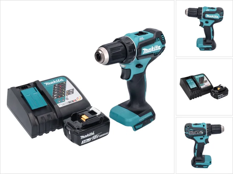 DDF 485 RF1 accuboormachine 18 V 50 Nm borstelloos + 1x accu 3,0 Ah + oplader von Makita – Produktbild