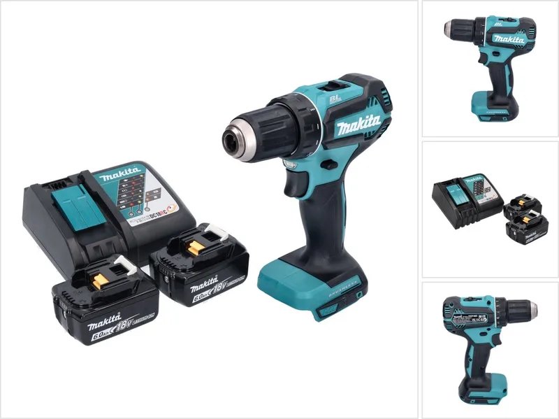 DDF 485 RG accuboormachine 18 V 50 Nm borstelloos + 2x accu 6,0 Ah + oplader de Makita – image du produit