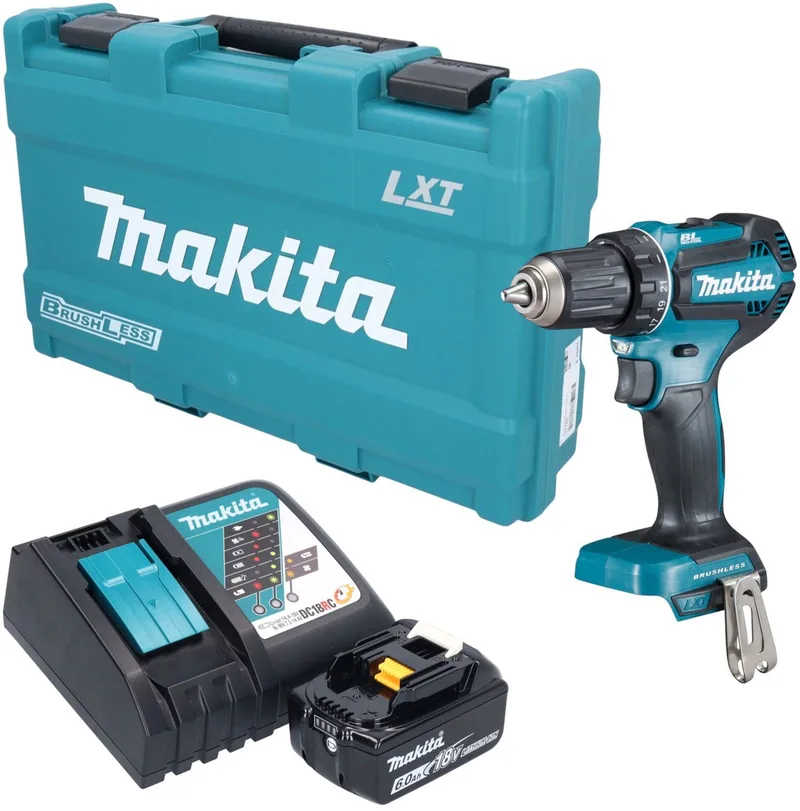 DDF 485 RG1K accuboormachine 18 V 50 Nm borstelloos + 1x accu 6,0 Ah + oplader + koffer de Makita – image du produit