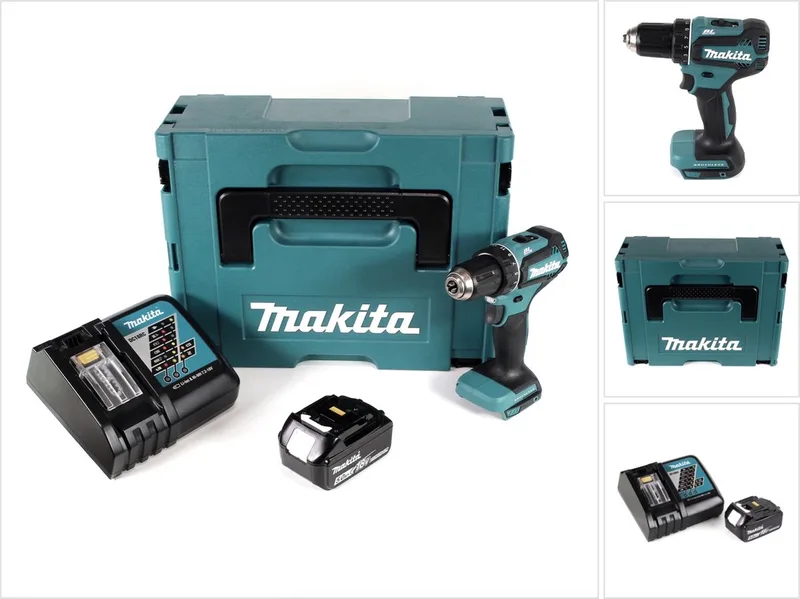 DDF 485 RT1J accuboormachine 18 V 50 Nm in Makpac + 1x 5,0 Ah accu + oplader fra Makita – produktbillede