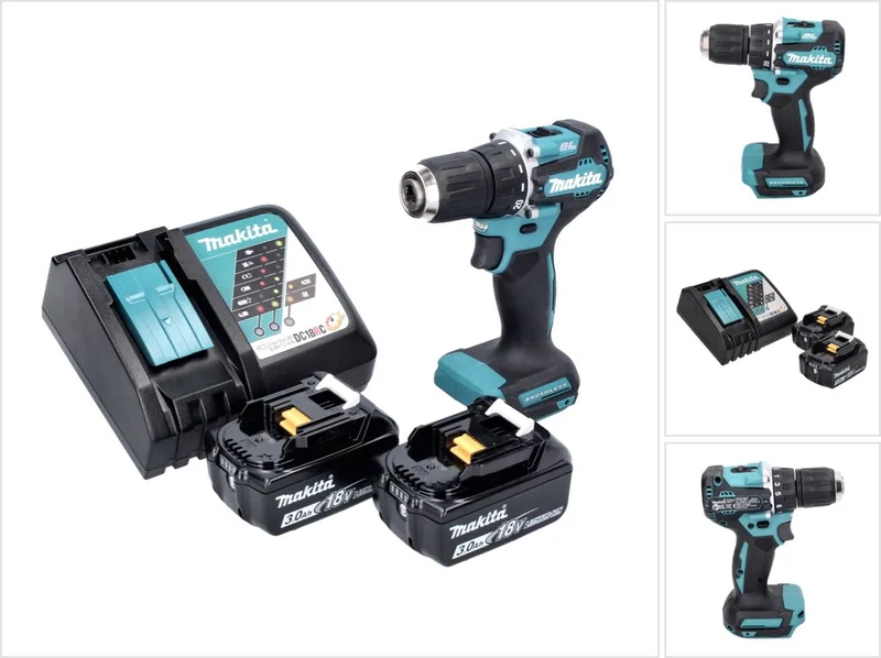 DDF 487 RF accuboormachine 18 V 40 Nm borstelloos + 2x accu 3.0 Ah + lader de Makita – image du produit