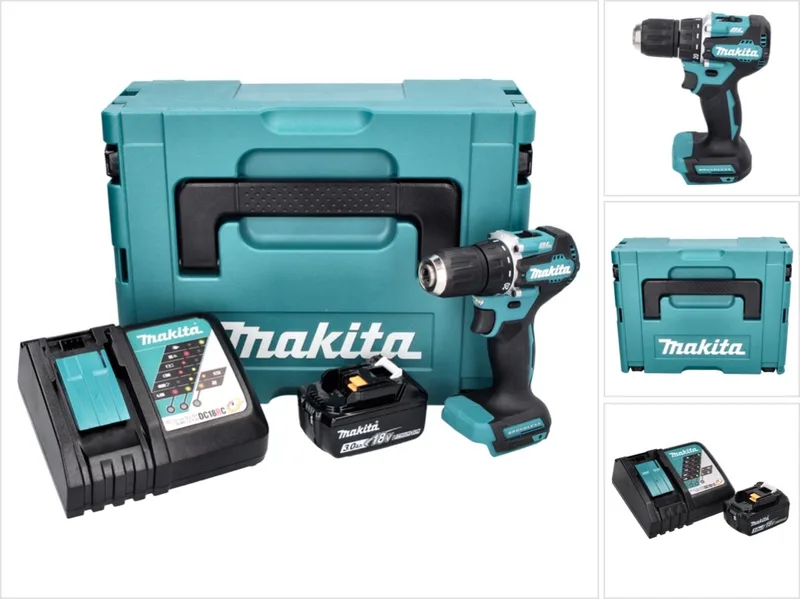 DDF 487 RF1J accuboormachine 18 V 40 Nm borstelloos + 1x oplaadbare accu 3.0 Ah + lader + Makpac de Makita – image du produit