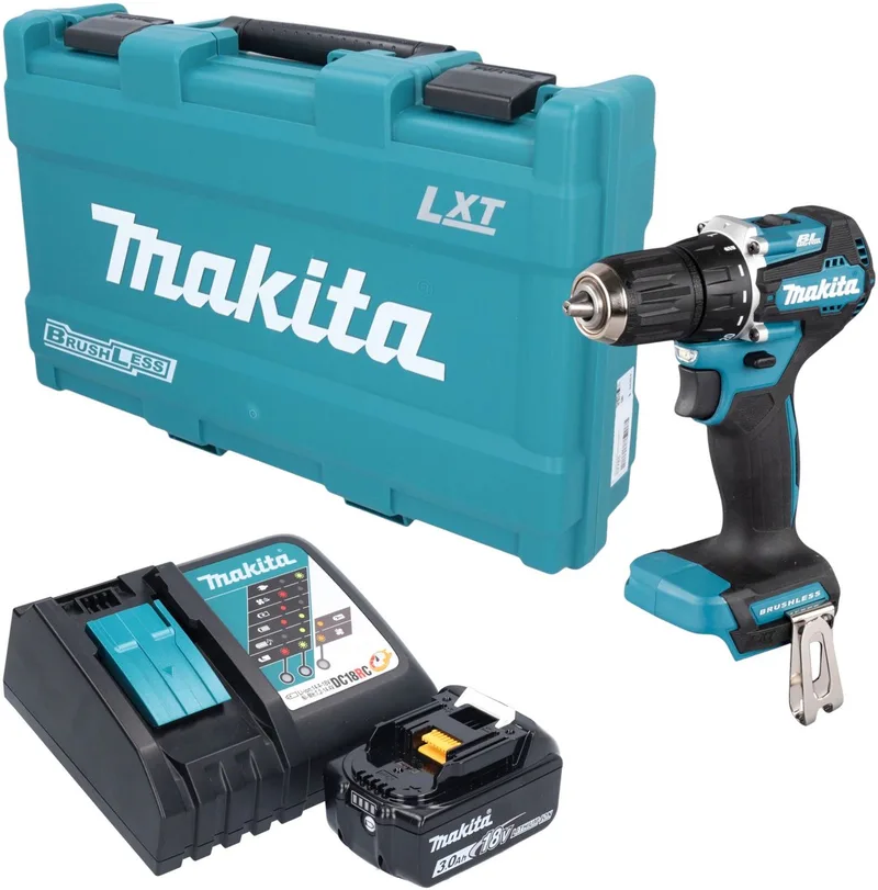 DDF 487 RF1K accuboormachine 18 V 40 Nm borstelloos + 1x accu 3,0 Ah + oplader + koffer de Makita – image du produit