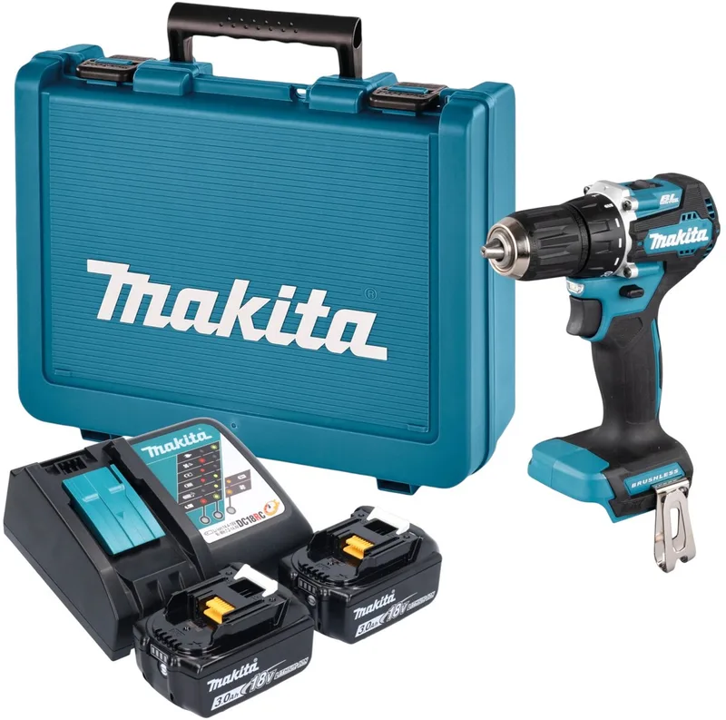 DDF 487 RFE accuboormachine 18 V 40 Nm borstelloos + 2x accu 3,0 Ah + oplader + koffer von Makita – Produktbild