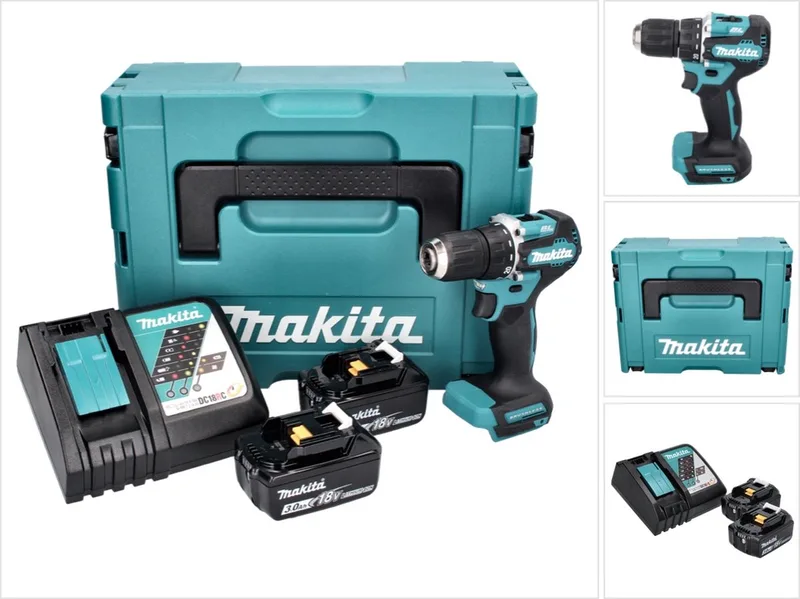 DDF 487 RFJ accuboormachine 18 V 40 Nm borstelloos + 2x accu 3.0 Ah + lader + Makpac fra Makita – produktbillede