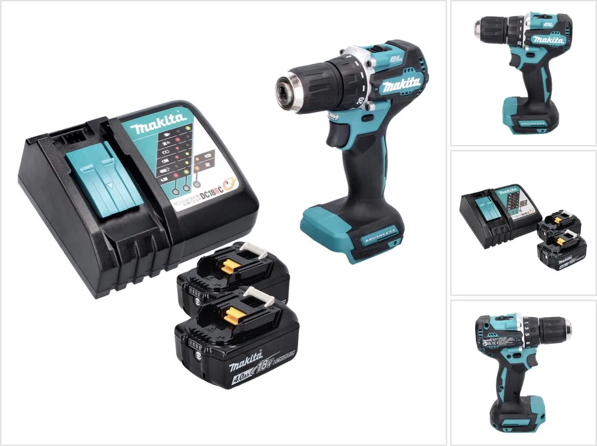 DDF 487 RM accuboormachine 18 V 40 Nm borstelloos + 2x accu 4.0 Ah + lader de Makita – image du produit