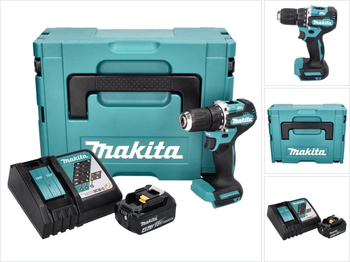 DDF 487 RM1J accuboormachine 18 V 40 Nm borstelloos + 1x oplaadbare accu 4.0 Ah + lader + Makpac von Makita – Produktbild