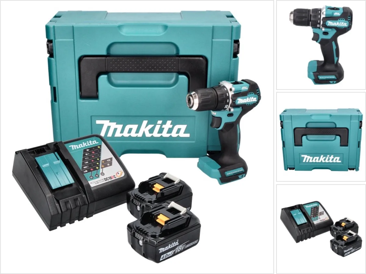 DDF 487 RMJ accuboormachine 18 V 40 Nm borstelloos + 2x accu 4.0 Ah + lader + Makpac by Makita – product image
