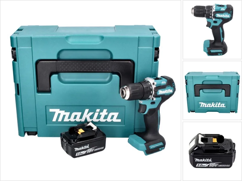 DDF 487 T1J accuboormachine 18 V 40 Nm borstelloos + 1x oplaadbare accu 5.0 Ah + Makpac - zonder lader fra Makita – produktbillede