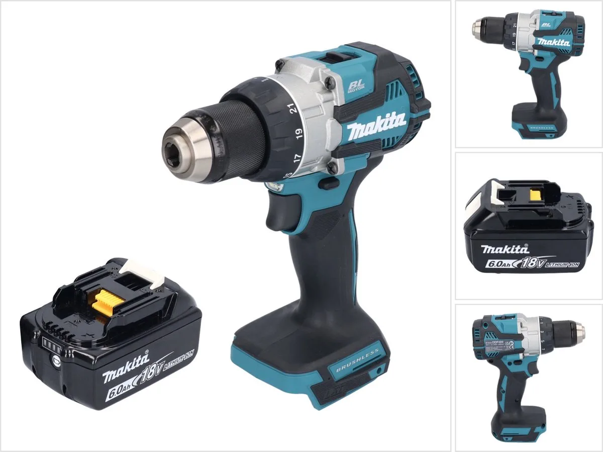 DDF 489 G1 accuboormachine 18 V 73 Nm borstelloos + 1x oplaadbare accu 6.0 Ah - zonder oplader von Makita – Produktbild