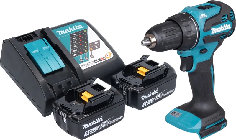 DDF 490 RF accuboormachine 18 V 65 Nm 1/2" borstelloos + 2x accu 3.0 Ah + lader de Makita – image du produit