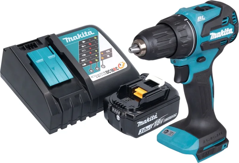 DDF 490 RF1 accuboormachine 18 V 65 Nm 1/2" borstelloos + 1x oplaadbare accu 3.0 Ah + lader von Makita – Produktbild