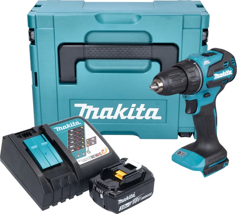 DDF 490 RF1J accuboormachine 18 V 65 Nm 1/2" borstelloos + 1x oplaadbare accu 3.0 Ah + lader + Makpac by Makita – product image